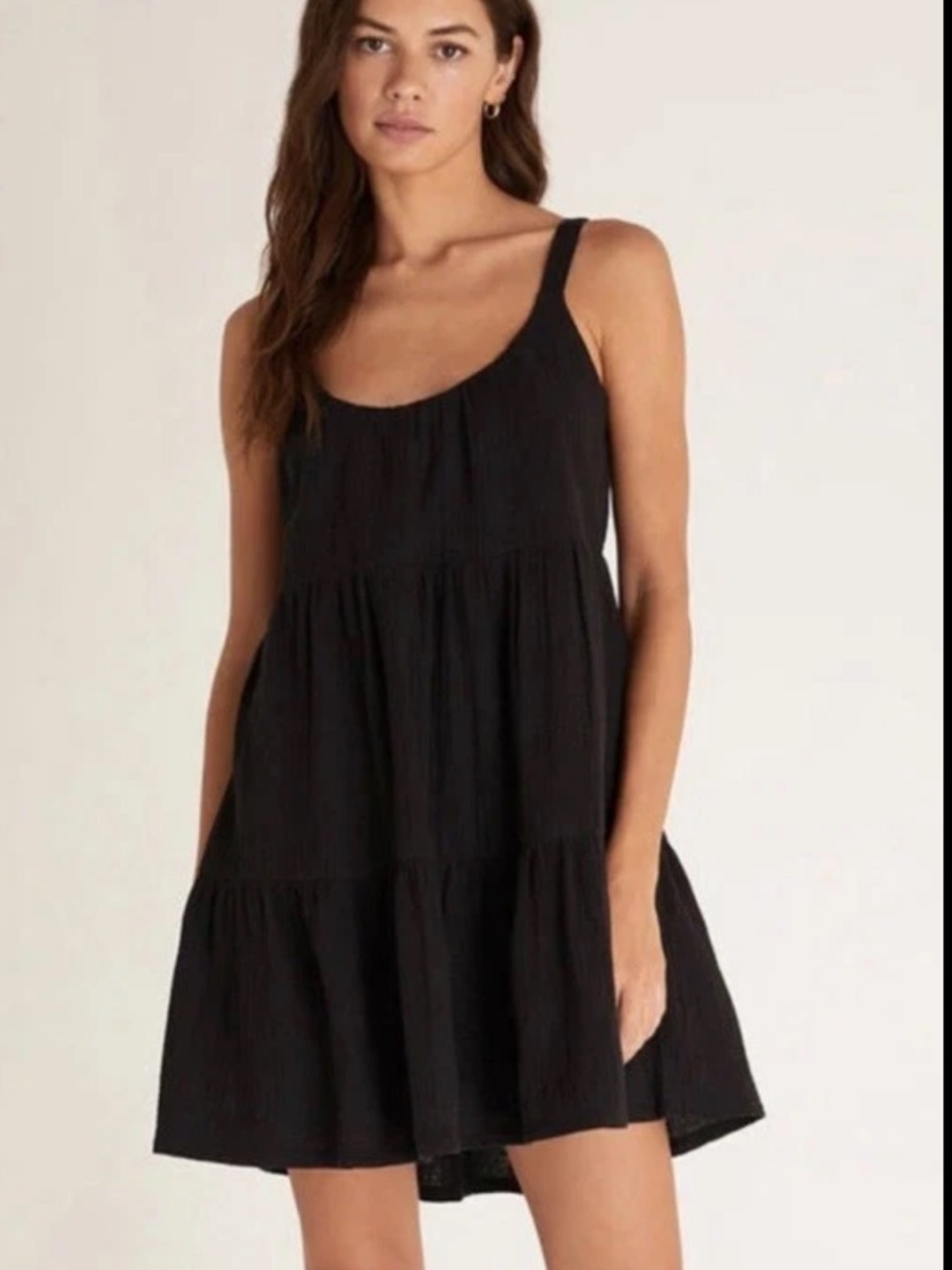 Z Supply Black Tiered Scoop-Neck Mini Dress